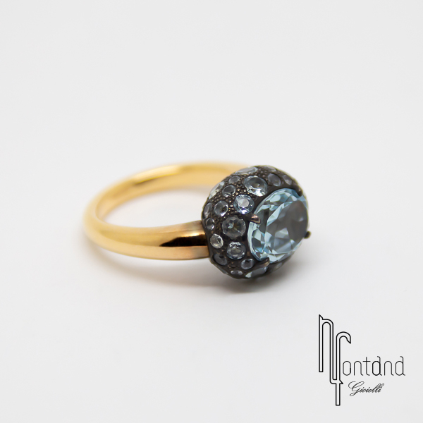 Pomellato Anello collezione TABOU in oro rosa 18kt con topazi